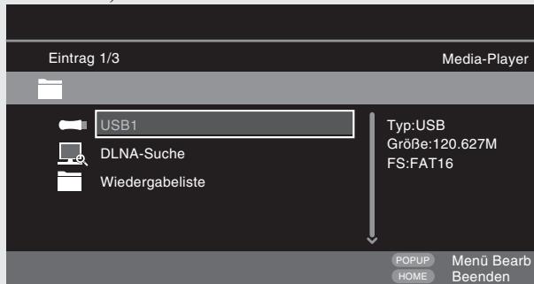 DENON DBP2012UD - Wahlen Sie mit ein Gerät aus, auf dem eine Datei, die wiedergegeben werden soll, gespeichert werden soll, und drucken Sie ENTER. - 1