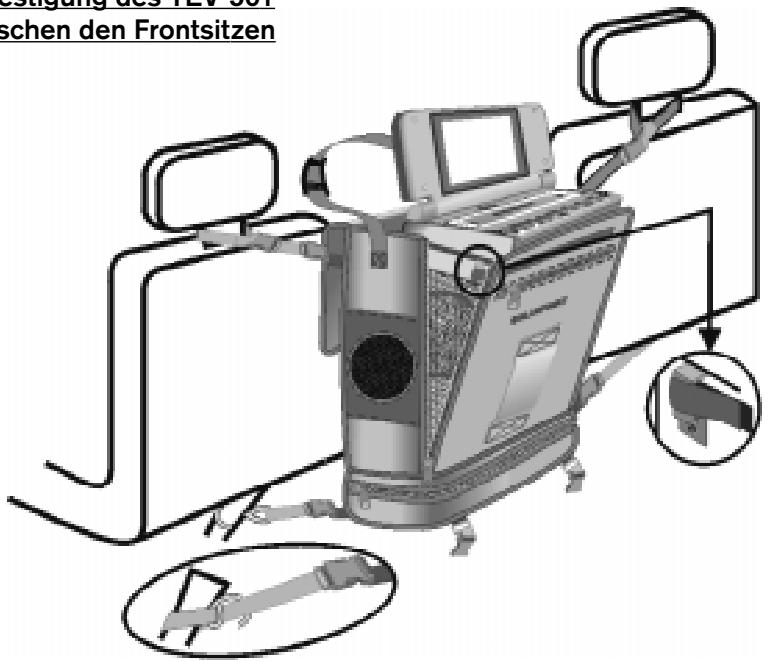 BLAUPUNKT TEV-501 TRAVEL VIDEO - Befestigung des TEV-501 zwischen den Frontsitzen - 1
