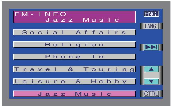 BLAUPUNKT TV-MONITOR WIDE VISION - Menu de types de programmes (PTY) - 1