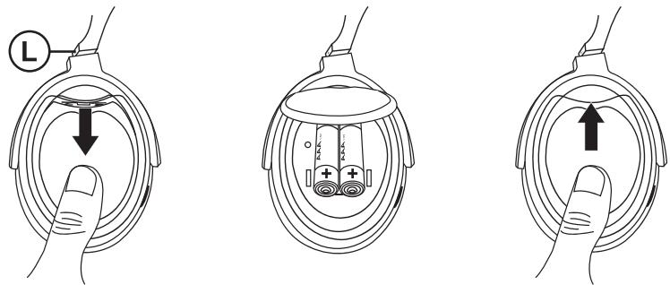 BLAUPUNKT COMFORT 112 WIRELESS - Inserting batteries in the headphones and replacing them - 1