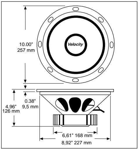 10.00" 257 mm Velocity 4.96" 9,5 mm 126 mm 0.38" 6,61" 168 mm 8,92" 227 mm