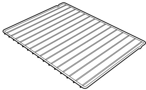 Line drawing of a rectangular metal grate with horizontal slats (no text or symbols)
