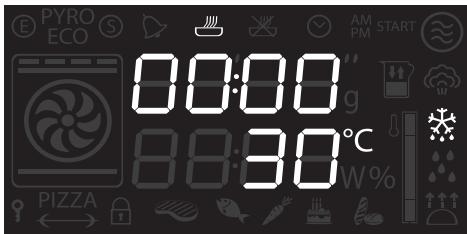 PYRO ECO 00:00 88:30°C PIZZA AM PM START g W%