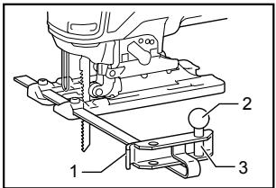 Technical diagram of a mechanical assembly with numbered components labeled 1, 2, and 3
