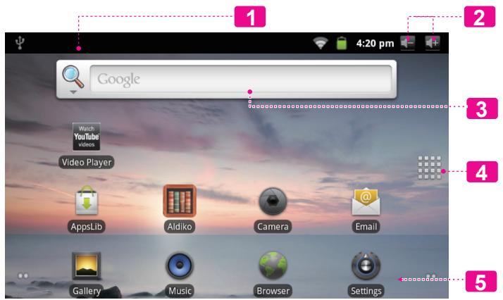 MPMAN MP726 - Home Screen at a Glance - 1