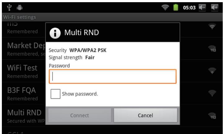 MPMAN MP726 - Sélectionner un réseau Wi-Fi disponible auquel vous pouvez vous connecter : - 1