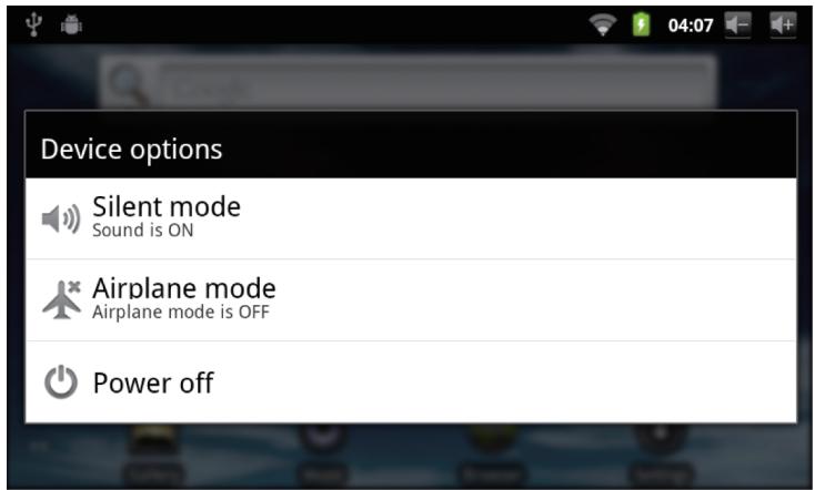 MPMAN MP726 - Turning the Tablet On and Off - 1