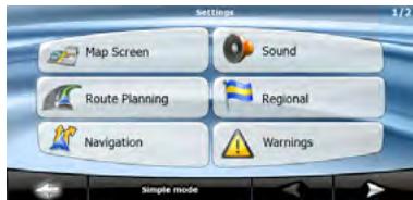 CLARION NP401 - Menu Settings (Réglages) - 1