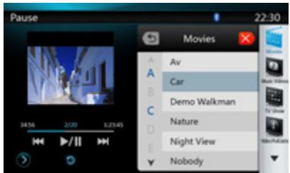 CLARION NZ501E, NZ502E - Écran du mode liste de l'iPod vidéo - 1