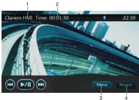 CLARION NZ501E, NZ502E - Écran du mode liste de l'iPod vidéo - 4
