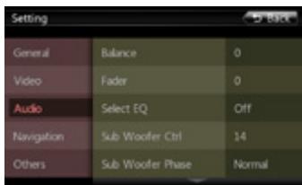 CLARION NZ501E, NZ502E - Menu de configuration audio - 1