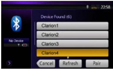 CLARION NZ501E, NZ502E - Enregistrement du lecteur audio Bluetooth (jumelage) - 3