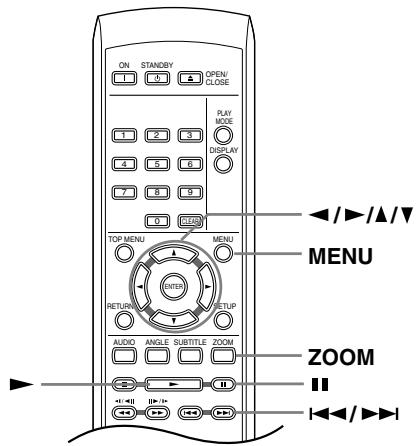 ON STANDBY OPEN/ CLOSE PLAY MODE DISPLAY 0 CLOSE TOP MENU MENU RETURN SETUP AUDIO ANGLE SUBTITLE ZOOM ZOOM <