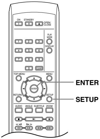ON STANDBY OPEN/ CLOSE 1 2 3 4 5 6 7 8 9 0 CLEAR TOP MENU MENU RETURN ENTER SETUP AUDIO ANGLE SUBTITLE ZOOM ENTER SETUP + - < + - + ← ← → ←