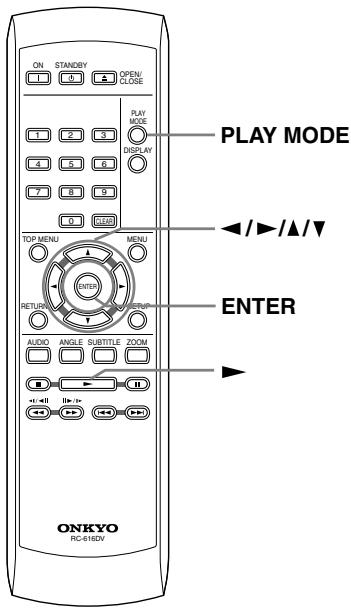 ON STANDBY OPEN CLOSE PLAY MODE PLAY MODE TOP MENU MENU RETURN ENTER AUDIO ANGLE SUBTITLE ZOOM ONKYO RC-8/HDV ENTER