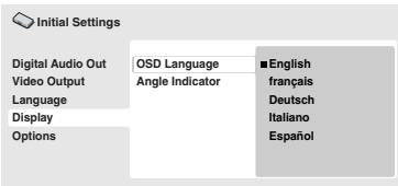 ONKYO DV-SP403E - Configuración del idioma de las visualizaciones en pantalla de este reproductor - 4