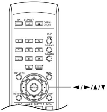 ON STANDBY OPEN CLOSE PLAY MODE DISPLAY DIMMER 0 RESET TOP MENU MENU RETURN SETUP AUDIO ANGLE SUBTITLE ZOOM ◄/►/▲/▼