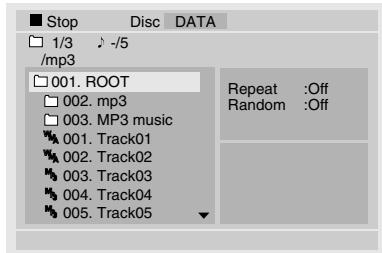 ONKYO DV-SP504E - Chargez un disque MP3, WMA ou DivX. - 1