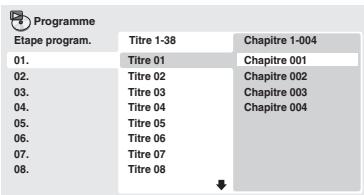 ONKYO DV-SP305 - ape dans un programme en mettant en valeur la position d'insertion puis en tapant le nombre du titre, du chapitre ou de la plage musicale.   
- Pour effacer une étape, mettez-la en valeur puis appuyez sur CLEAR.

![](images/22178555be4115093b24b2110e81c0d66f7c90ef673d6b9ffacfe3b69c22032d.jpg)  
5

rogramme en mettant en valeur la position d'insertion puis en tapant le nombre du titre, du chapitre ou de la plage musicale.   
- Pour effacer une étape, mettez-la en valeur puis appuyez sur CLEAR.

![](images/22178555be4115093b24b2110e81c0d66f7c90ef673d6b9ffacfe3b69c22032d.jpg)  
5

Mode de lectureition d'insertion puis en tapant le nombre du titre, du chapitre ou de la plage musicale.   
- Pour effacer une étape, mettez-la en valeur puis appuyez sur CLEAR.

![](images/22178555be4115093b24b2110e81c0d66f7c90ef673d6b9ffacfe3b69c22032d.jpg)  
5

 d'insertion puis en tapant le nombre du titre, du chapitre ou de la plage musicale.   
- Pour effacer une étape, mettez-la en valeur puis appuyez sur CLEAR.

![](images/22178555be4115093b24b2110e81c0d66f7c90ef673d6b9ffacfe3b69c22032d.jpg)  
5

puis en tapant le nombre du titre, du chapitre ou de la plage musicale.   
- Pour effacer une étape, mettez-la en valeur puis appuyez sur CLEAR.

![](images/22178555be4115093b24b2110e81c0d66f7c90ef673d6b9ffacfe3b69c22032d.jpg)  
5

Répartition A-B du titre, du chapitre ou de la plage musicale.   
- Pour effacer une étape, mettez-la en valeur puis appuyez sur CLEAR.

![](images/22178555be4115093b24b2110e81c0d66f7c90ef673d6b9ffacfe3b69c22032d.jpg)  
5

Créer/modif. prog.e la plage musicale.   
- Pour effacer une étape, mettez-la en valeur puis appuyez sur CLEAR.

![](images/22178555be4115093b24b2110e81c0d66f7c90ef673d6b9ffacfe3b69c22032d.jpg)  
5

plage musicale.   
- Pour effacer une étape, mettez-la en valeur puis appuyez sur CLEAR.

![](images/22178555be4115093b24b2110e81c0d66f7c90ef673d6b9ffacfe3b69c22032d.jpg)  
5

e.   
- Pour effacer une étape, mettez-la en valeur puis appuyez sur CLEAR.

![](images/22178555be4115093b24b2110e81c0d66f7c90ef673d6b9ffacfe3b69c22032d.jpg)  
5

Répertitcer une étape, mettez-la en valeur puis appuyez sur CLEAR.

![](images/22178555be4115093b24b2110e81c0d66f7c90ef673d6b9ffacfe3b69c22032d.jpg)  
5

Démar. lect. prog. valeur puis appuyez sur CLEAR.

![](images/22178555be4115093b24b2110e81c0d66f7c90ef673d6b9ffacfe3b69c22032d.jpg)  
5

ur puis appuyez sur CLEAR.

![](images/22178555be4115093b24b2110e81c0d66f7c90ef673d6b9ffacfe3b69c22032d.jpg)  
5

ez sur CLEAR.

![](images/22178555be4115093b24b2110e81c0d66f7c90ef673d6b9ffacfe3b69c22032d.jpg)  
5

Hasard![](images/22178555be4115093b24b2110e81c0d66f7c90ef673d6b9ffacfe3b69c22032d.jpg)  
5

Arrêt lect. prog.93b24b2110e81c0d66f7c90ef673d6b9ffacfe3b69c22032d.jpg)  
5

b2110e81c0d66f7c90ef673d6b9ffacfe3b69c22032d.jpg)  
5

f7c90ef673d6b9ffacfe3b69c22032d.jpg)  
5

Programmefe3b69c22032d.jpg)  
5

Effacer prog.

 id="pour-commander-le-déroulement-du-programme-appuyez-sur-la-touche-triangleright-lecture">mander-le-déroulement-du-programme-appuyez-sur-la-touche-triangleright-lecture">mode rechercheu-programme-appuyez-sur-la-touche-triangleright-lecture">me-appuyez-sur-la-touche-triangleright-lecture">puyez-sur-la-touche-triangleright-lecture">2ouche-triangleright-lecture">Sélectionnez “Créer/modif. prog.” dans la liste des options de pro-
grammation.ez insérer une étape dans un programme en mettant en valeur la position d'insertion puis en tapant le nombre du titre, du chapitre ou de la plage musicale.   
- Pour effacer une étape, mettez-la en valeur puis appuyez sur CLEAR.

![](images/22178555be4115093b24b2110e81c0d66f7c90ef673d6b9ffacfe3b69c22032d.jpg)  
5

sérer une étape dans un programme en mettant en valeur la position d'insertion puis en tapant le nombre du titre, du chapitre ou de la plage musicale.   
- Pour effacer une étape, mettez-la en valeur puis appuyez sur CLEAR.

![](images/22178555be4115093b24b2110e81c0d66f7c90ef673d6b9ffacfe3b69c22032d.jpg)  
5

 une étape dans un programme en mettant en valeur la position d'insertion puis en tapant le nombre du titre, du chapitre ou de la plage musicale.   
- Pour effacer une étape, mettez-la en valeur puis appuyez sur CLEAR.

![](images/22178555be4115093b24b2110e81c0d66f7c90ef673d6b9ffacfe3b69c22032d.jpg)  
5 - 2