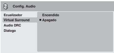 ONKYO DV-SP305 - Paraunar/cambiar/ocultar la informacion mostrada, pulse repetidamente DISPLAY., "Dance", "Techno", "Clasica", "Suave", "Apagado (predeterminada)"

Las diversas curvas EQ preestablecidas han sido disenadas para various estilos de música.



Cuando un disco está reproducedo, la informacion aparece en la parte superior de la pantalla.

Menu Configuración Audioo", "Clasica", "Suave", "Apagado (predeterminada)"

Las diversas curvas EQ preestablecidas han sido disenadas para various estilos de música. - 5