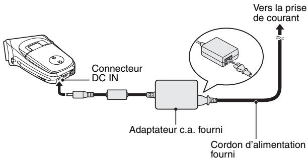 SANYO XACTI VPC-C40E - Éteignez l'appareil photo et connectez l'adaptateur c.a. à l'appareil. - 1
