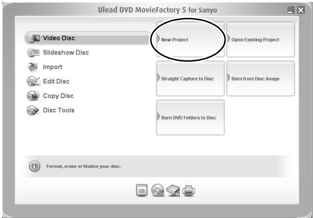 SANYO XACTI VPC-CG65 - Cliquez sur l'icône [DVD MovieFactory 5 for Sanyo (Version exclusive Sanyo)] qui se trouve sur votre Bureau, afin d'exécuter MovieFactory. - 1