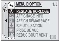 SANYO XACTI VPC-CG65 - Déplacez deux fois le bouton SET vers la gauche pour afficher le MENU D'OPTION. - 1