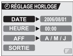 SANYO XACTI VPC-HD1AEX - Sélectionnez l'icone de réglage de l'horloge et appuyez sur le bouton de réglage SET. - 1