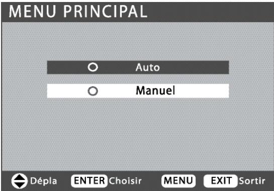 MENU PRINCIPAL Auto Manuel Dépla ENTER Choisir MENU EXIT Sortir
