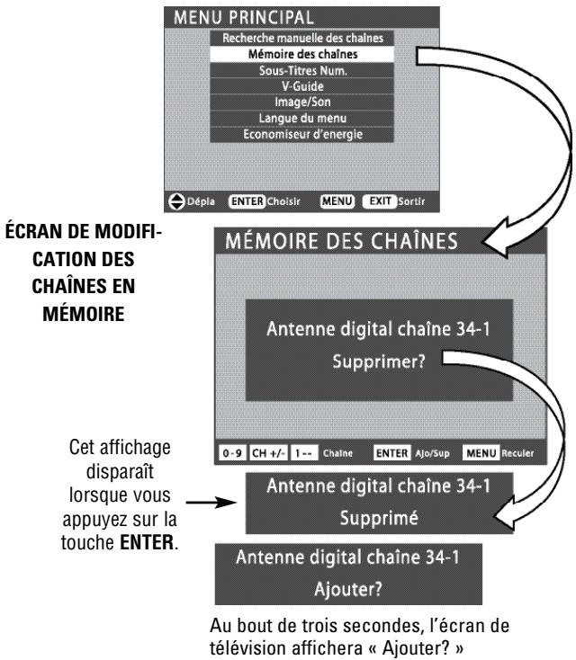 SANYO DP32648 - Pour supprimer les chaînes de la mémoire des chaînes - 1