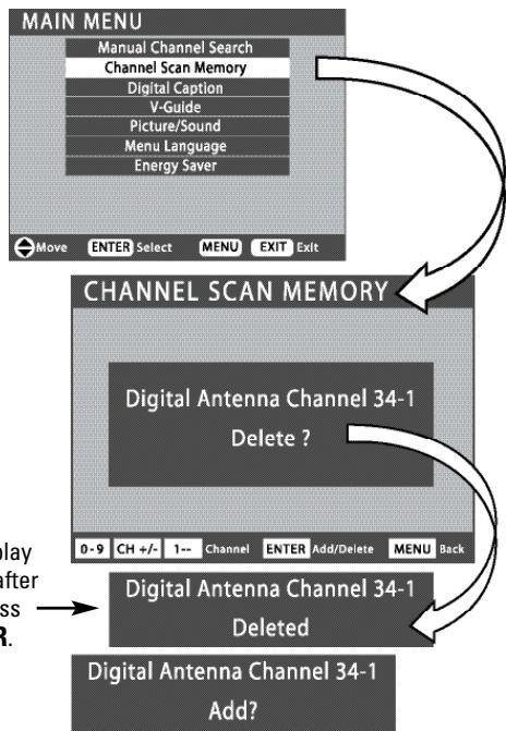 SANYO DP32648 - DELETING CHANNELS FROM SCAN MEMORY - 1