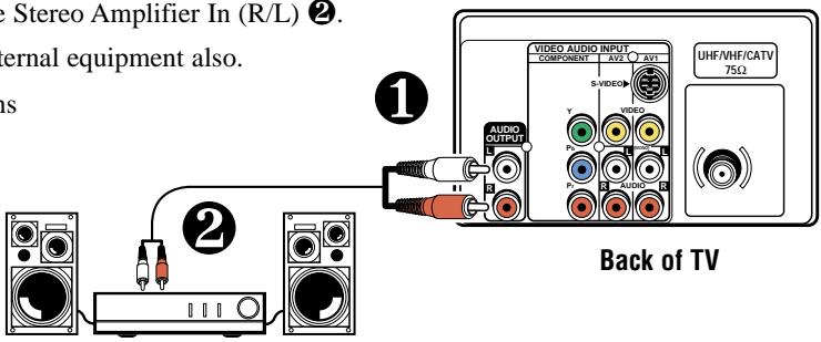 SANYO DS35520 - CONNECTING A STEREO AMPLIFIER TO AUDIO OUT JACKS - 1