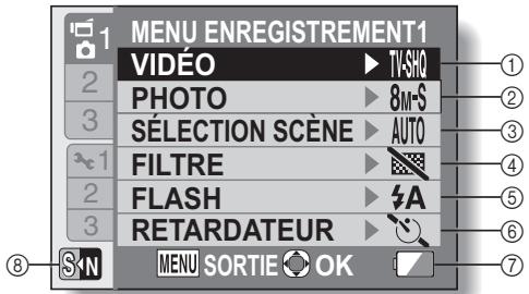 SANYO VPC-E2BL - Menu de prise de vue du mode NORMAL - 1
