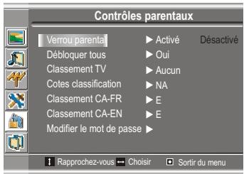SANYO AVL-191 - Activer ou désactiver la fonction de contrôle du verrou parental - 1