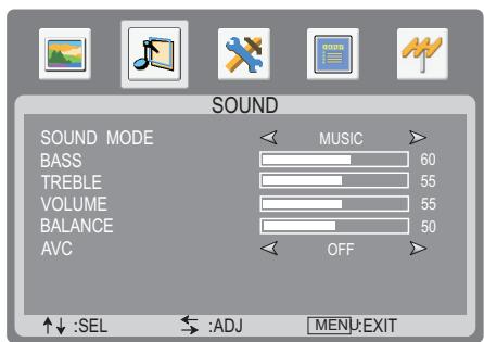 SANYO AVL-3210 - Personnalisation du son - 1