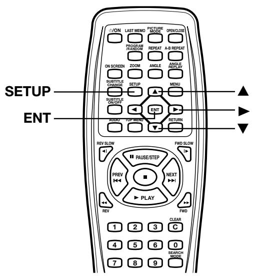 SETUP ENT ON LAST MEMO PICTURE MODE OPEN/CLOSE PROGRAM FANCHO ON REPEAT A-B REPEAT ON SCREEN ZOOM ANGLE ANGLE REPLAY SUBTITLE CHANGES SETUP MENU SUBTITLE ORDER ENT RETURN ROBO TOP MENU RETURN REV SLOW FWD SLOW PREV PAUSE/STEP NEXT PLAY REV CLEAR 1 2 3 C 4 5 6 0 7 8 9 SEARCH MODE