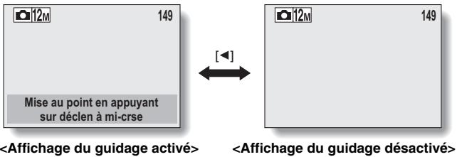SANYO VPC-X1200 - Activation/désactivation de l'affichage du guidage - 1