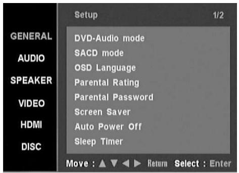 NAD T535 - UTILISATION DU T 535 - MENU DE CONFIGURATION GÉNÉRALE - 1
