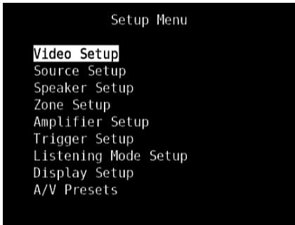 NAD T785 HD - MENU DE CONFIGURATION (SETUP MENU) - 1