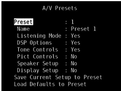 NAD T785 HD - PREREGLAGES A/V (A/V PRESETS) - 1