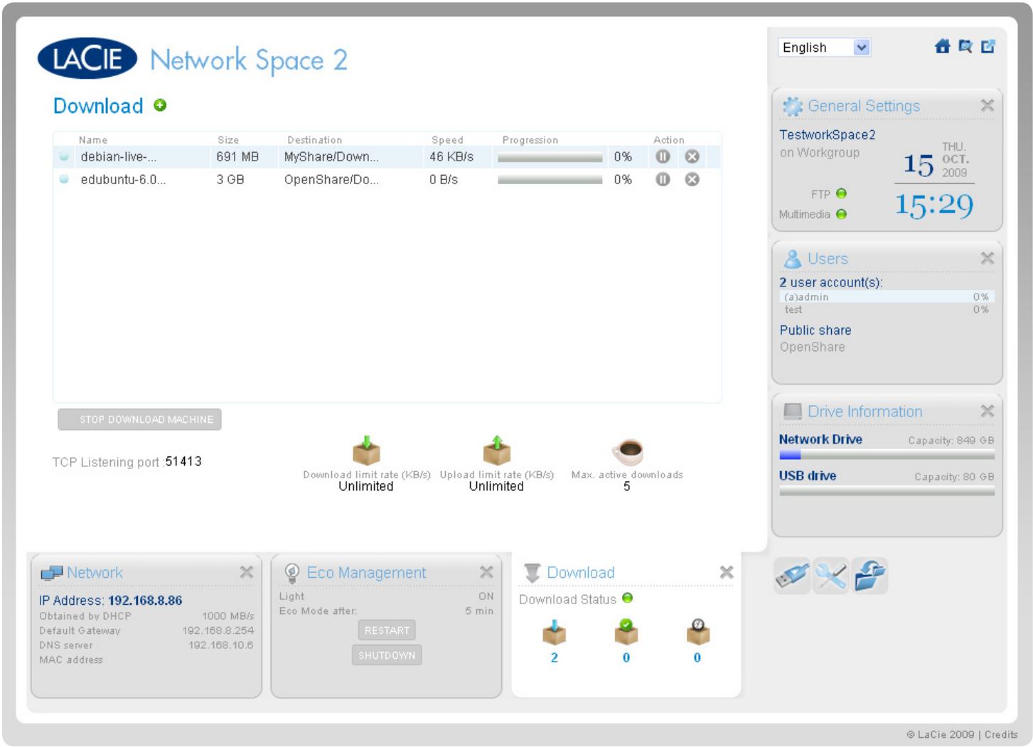 LACIE NETWORK SPACE 2 - Contrôlez le Network Space 2 depuis le Tableau de bord LaCie - 1