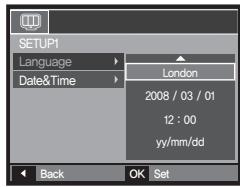 SAMSUNG SAMUSNG I100 - Setting up the date, time and date type - 1
