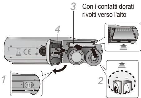 3 Con i contatti dorati rivolti verso l'alto 4 1 2