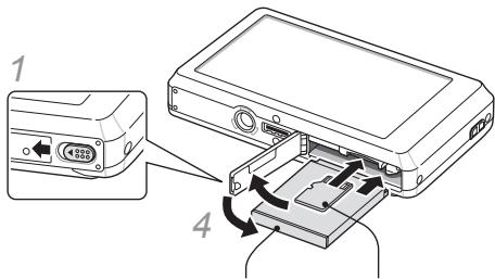 SAMSUNG ST550_ST-560 - De batterij en geheugenkaart plaatsen - 1