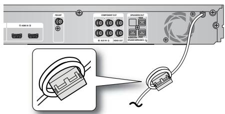 SAMSUNG HT-D5200 - Colocacion del nucleo de ferrita toroidal en el cable de alimentacion de la unidad principal - 1