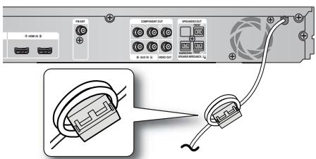 SAMSUNG HT-D5200 - Colocación del núcleo de ferrita toroidal en el cable de alimentación de la unidad principal - 1