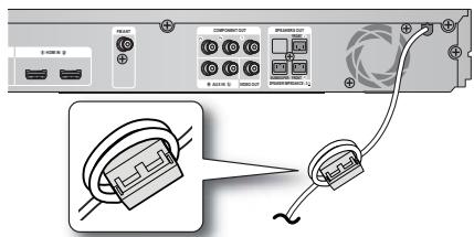 SAMSUNG HT-D5200 - Ligar o núcleo de ferrite toroidal ao cabo de alimentação da unidade principal - 1