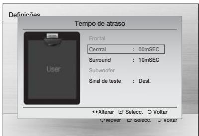 SAMSUNG HT-D550 - Definir o Tempo de atraso das colunas - 1