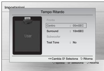 SAMSUNG HT-D550 - Impostazione del ritardo dei diffusori - 1
