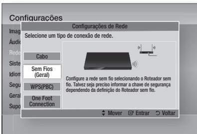 SAMSUNG HT-E5550WK - Configurando a conexão de rede sem fio - Automática - 1
